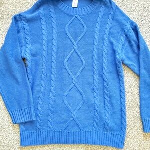 Abound Vibrant Blue Cable Knit Crewneck Sweater/ short dress